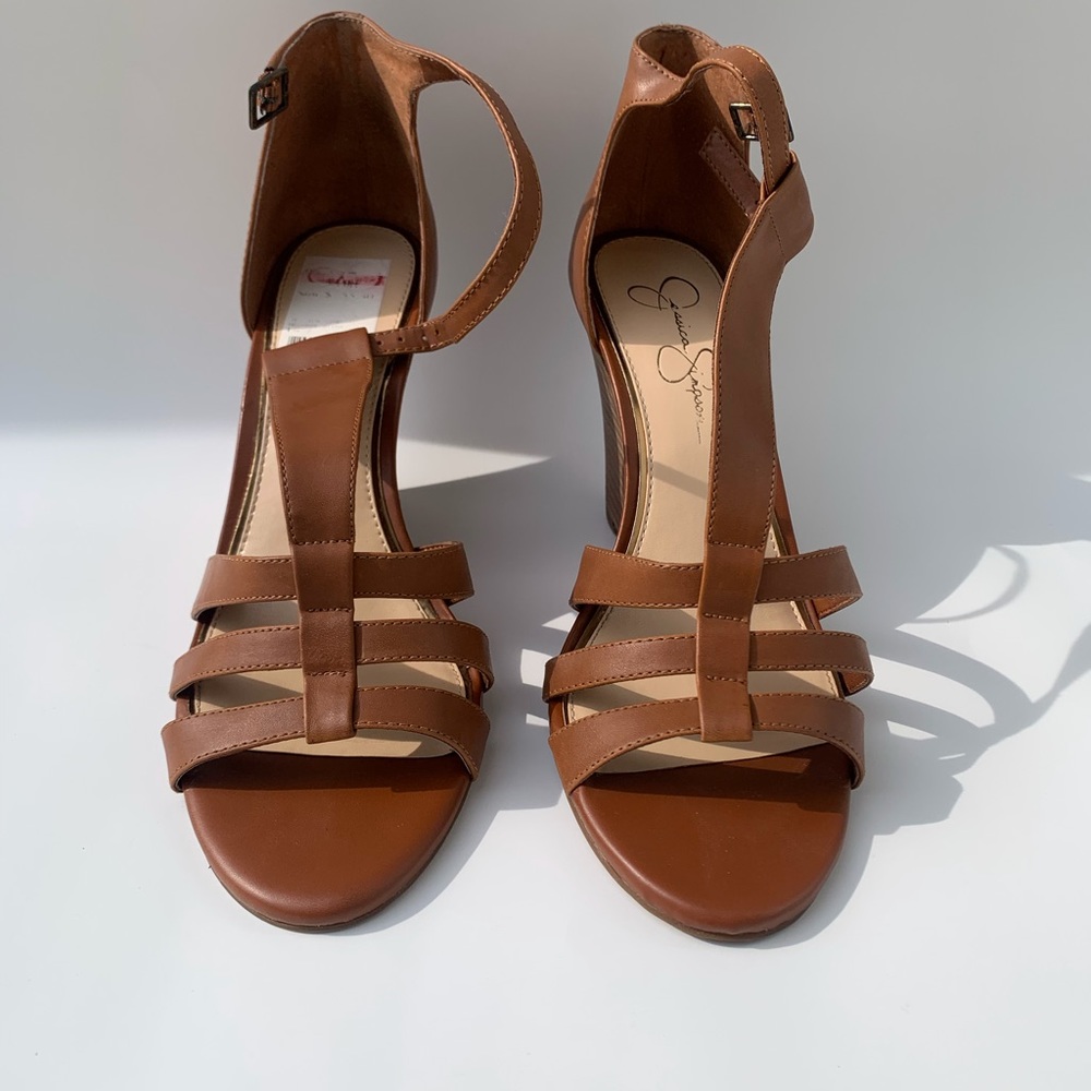 Tan / Brown wedged heels - wedges (fits like 10)